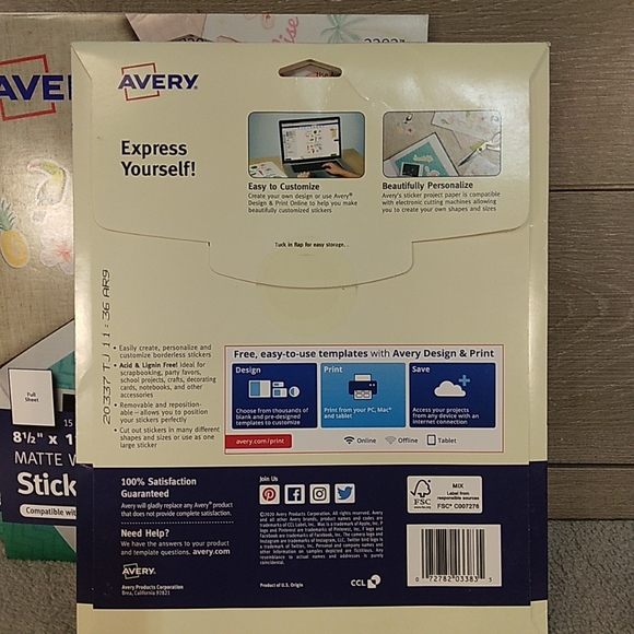 Lot Of 2 Avery Ink Jet Sticker Project Paper 3383 Sticker 15 Sheets 8 1/2 x 11" - Picture 5 of 9